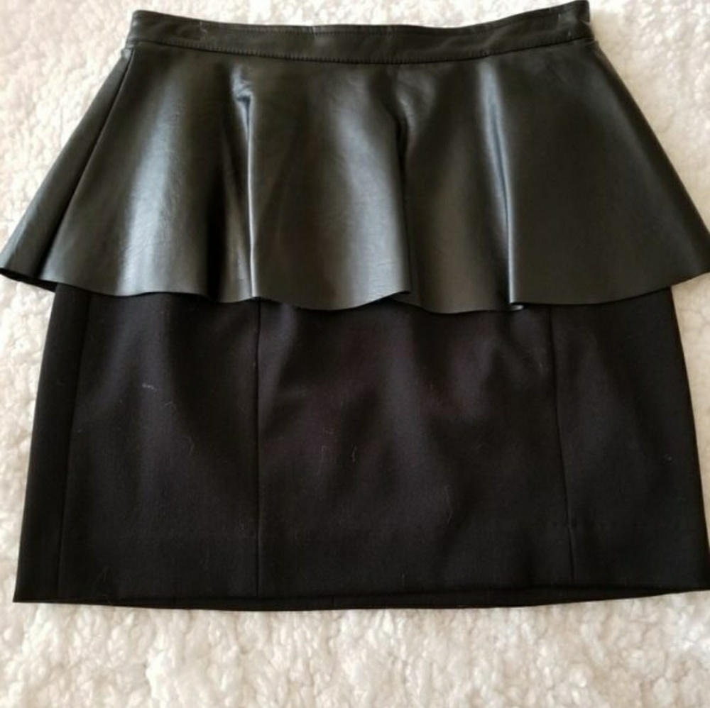 FAUX LEATHER PEPLUM SKIRT